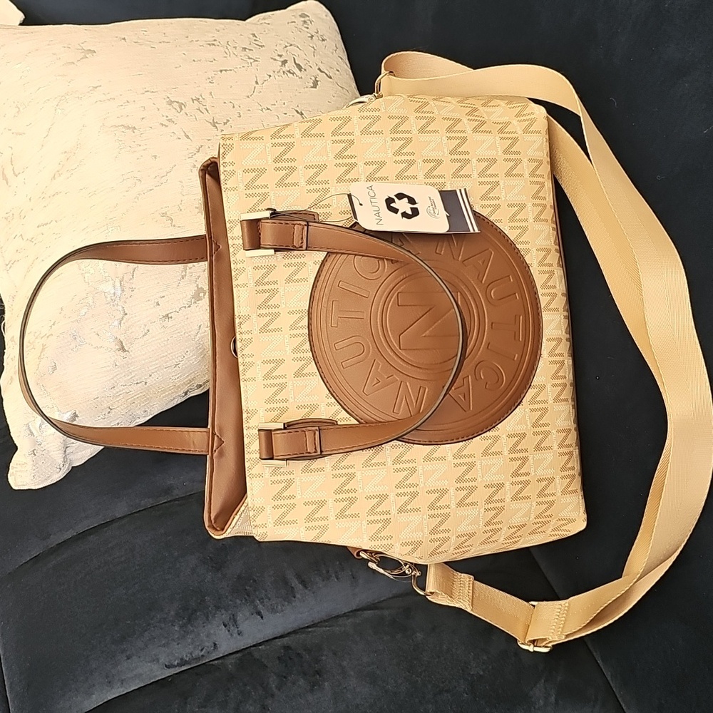 Nautica Beige and Brown Satchel NWT